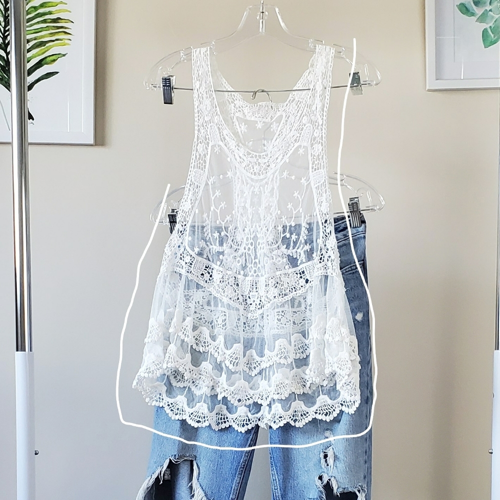 Boho White Lace Top